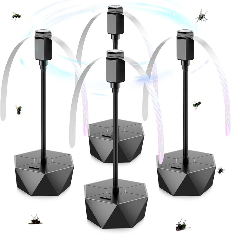 PIMAG Fly Fans for Tables, Fly Repellent Fan Outdoor Indoor Keep Flies Away, Fly Repellent Fans for Tables with Holographic Blades for Picnic, Party, Restaurant, Kitchen, and BBQ, 4 Pack Black - Image 1